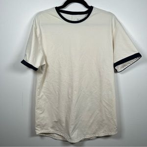 Bylt Drop Cut Ringer Lux Short Sleeve Shirt Cream Men’s Size Large